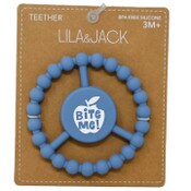 Wholesale - 1pc Silicone Peace Teether - Dusty Blue "Bite Me!" Apple C/P 100, UPC: 195010118491